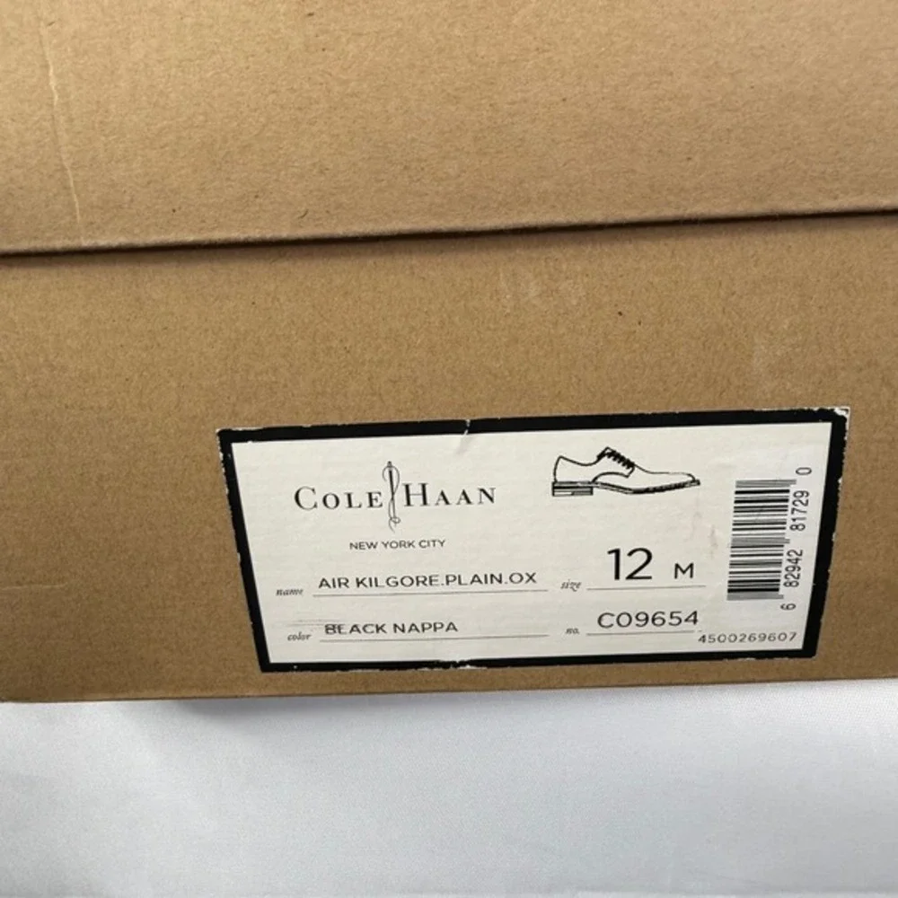 Cole Haan‎ Air Kilgore Plain Oxford Black Nappa Leather Dress Shoes Mens 12